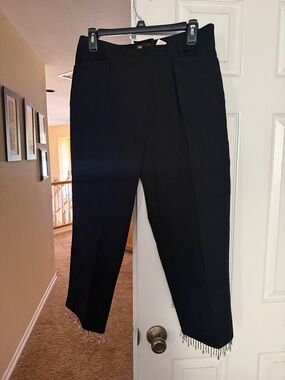 Women's Black Capris with Beaded Hem